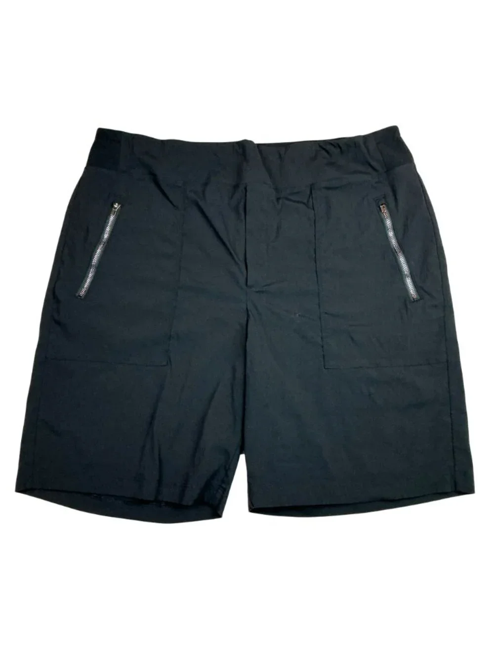 Athleta Nylon Stretch Zippered Pocket Shorts Womens 16 Black